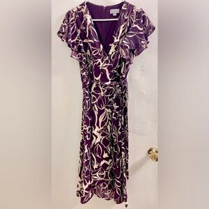 Marc New York Deep Purple and Cream Floral Dress
